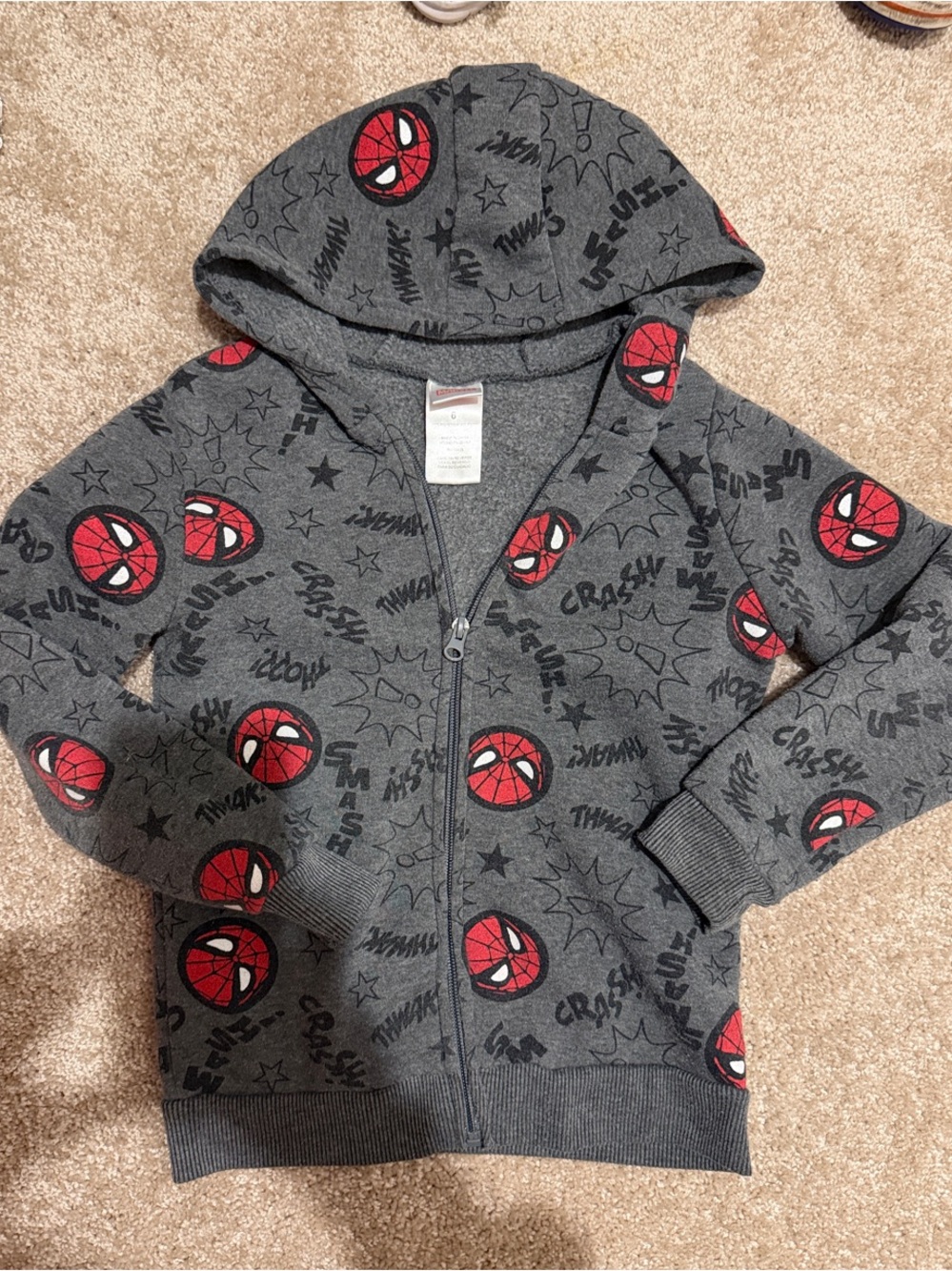 Marvel Boys Dark Gray Spider-Man Zip Hoodie